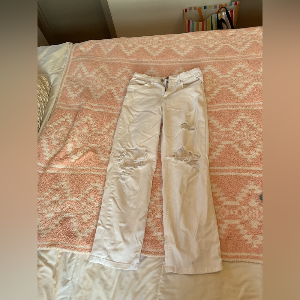 Women's high rise white jeans